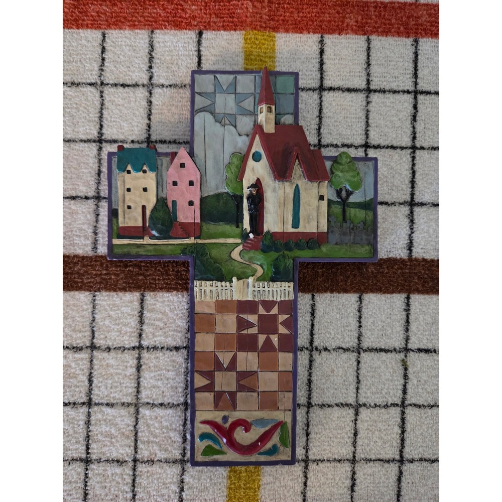 Jim Shore Heartwood Creek Church Village Wall Cross 4007046 Enesco 2006